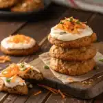 Close-up of soft carrot cake cookies with glaze