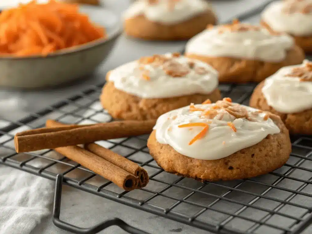 Carrot cookies with cream cheese frosting