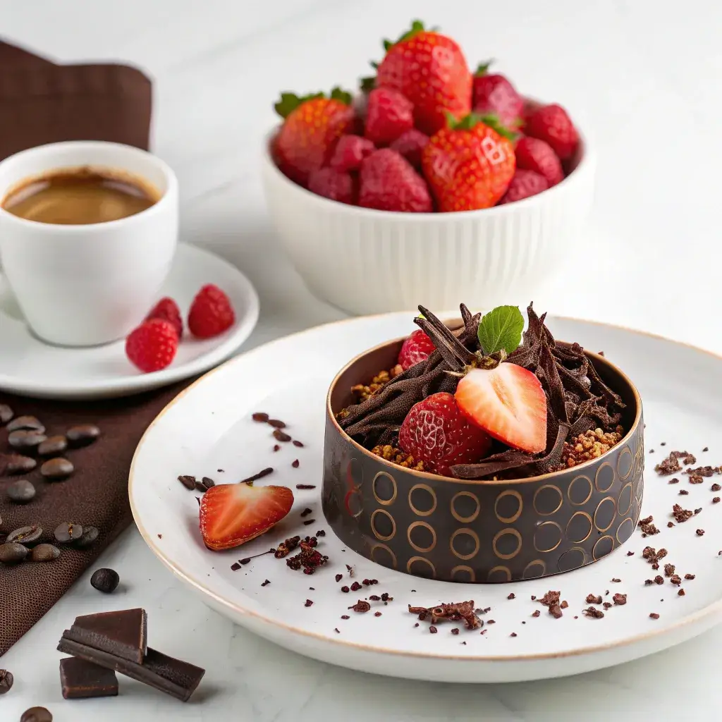 Strawberry Dubai chocolate pairing with espresso