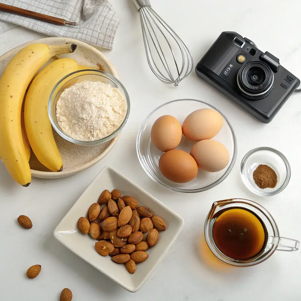 Ingredients for banana and almond meal cake