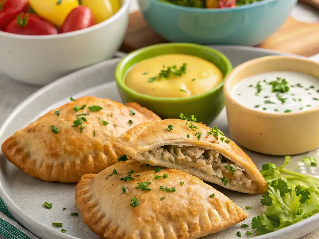 chicken and chive hand pie with flaky pastry and savory filling