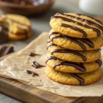 drizzle chocolate cookies stacked with shiny chocolate topping