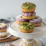 Decorated mochi donuts with gluten-free toppings
