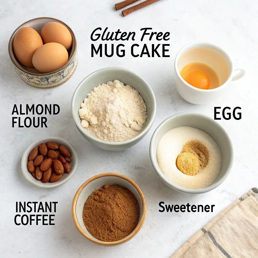 ingredients for dalgona gluten-free mug cake