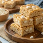 are rice krispie treats gluten free close-up stacked on plate