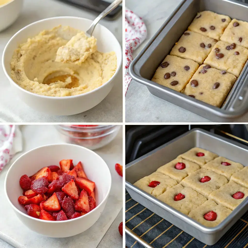 how to bake strawberry blondies step by step