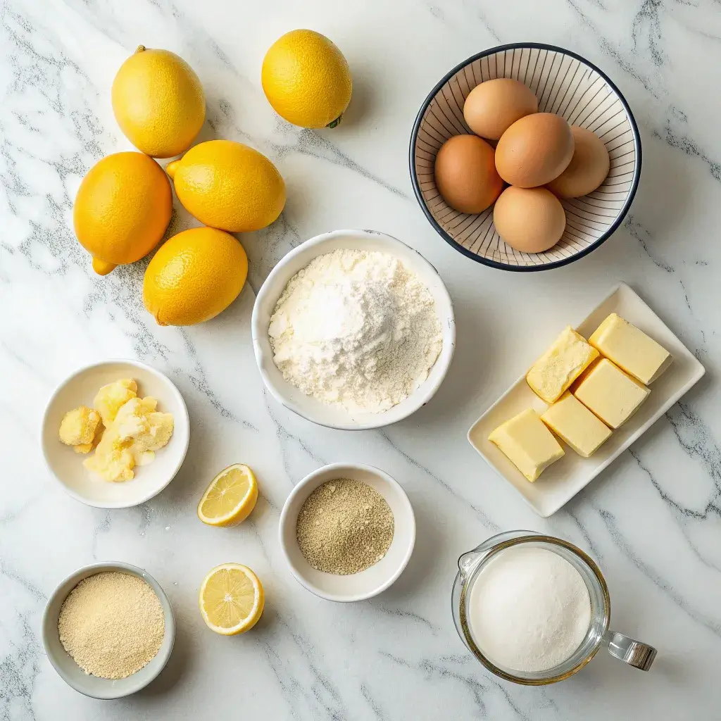 lemon cupcake ingredients laid out on kitchen counter