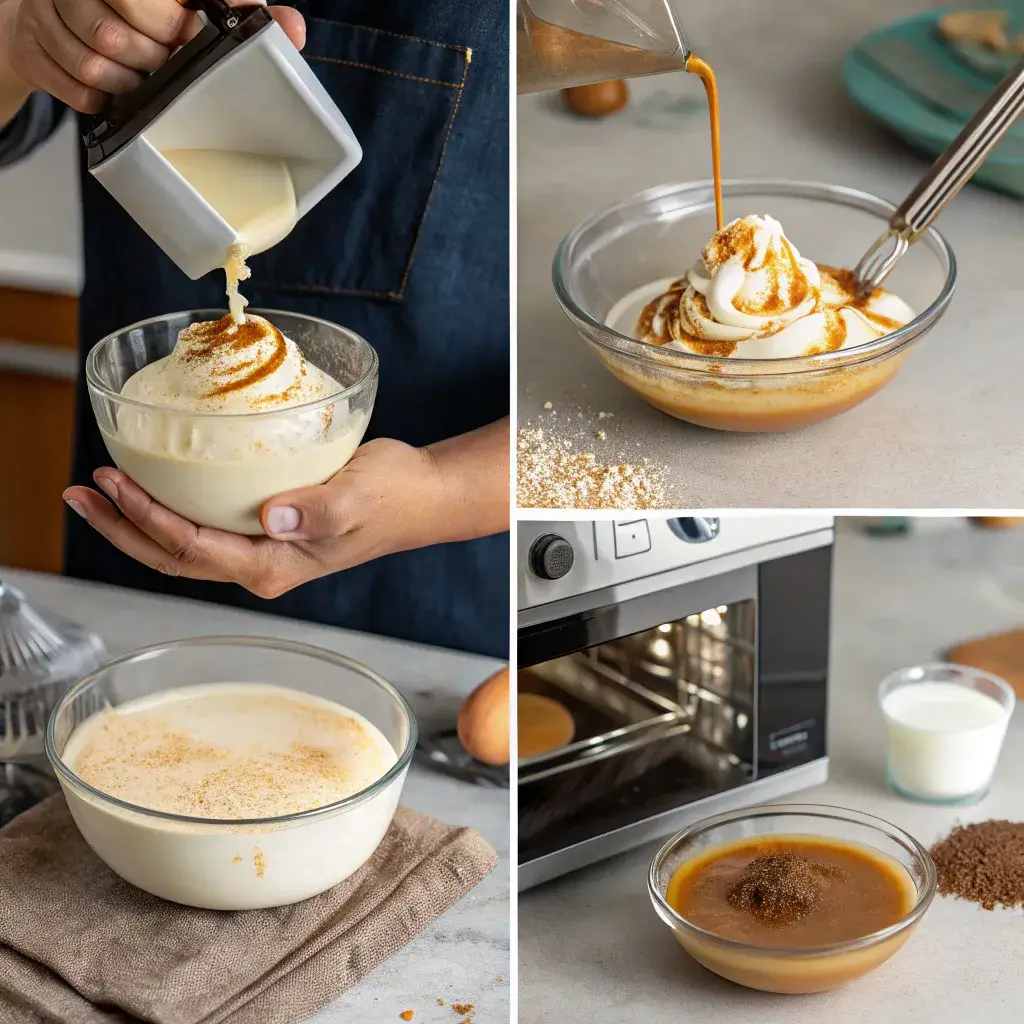 step-by-step dalgona gluten-free mug cake process