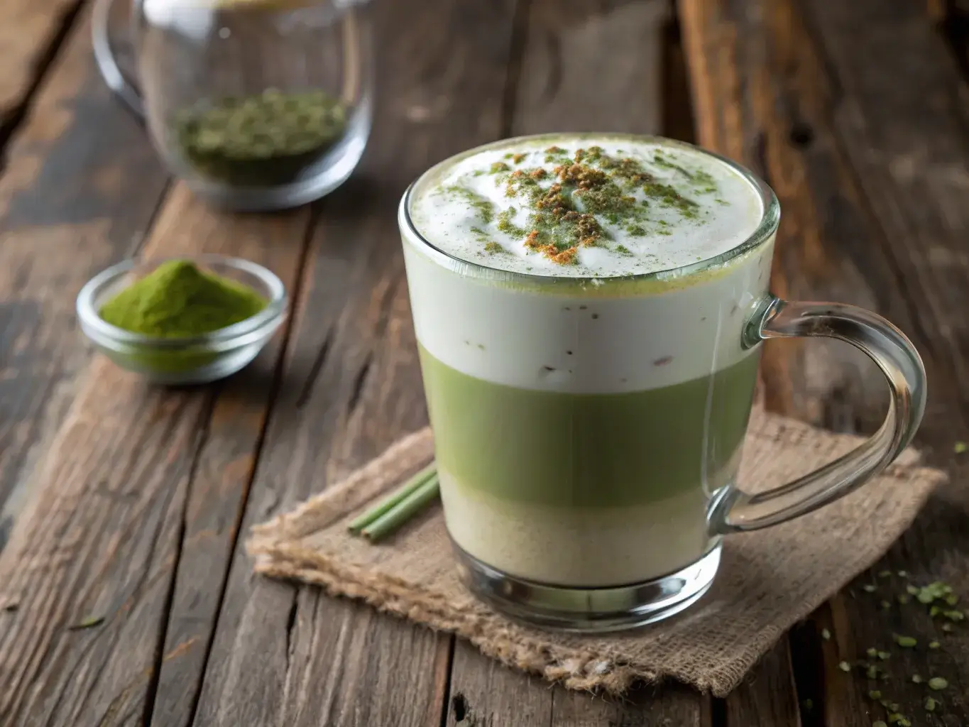matcha earl grey latte with frothy milk