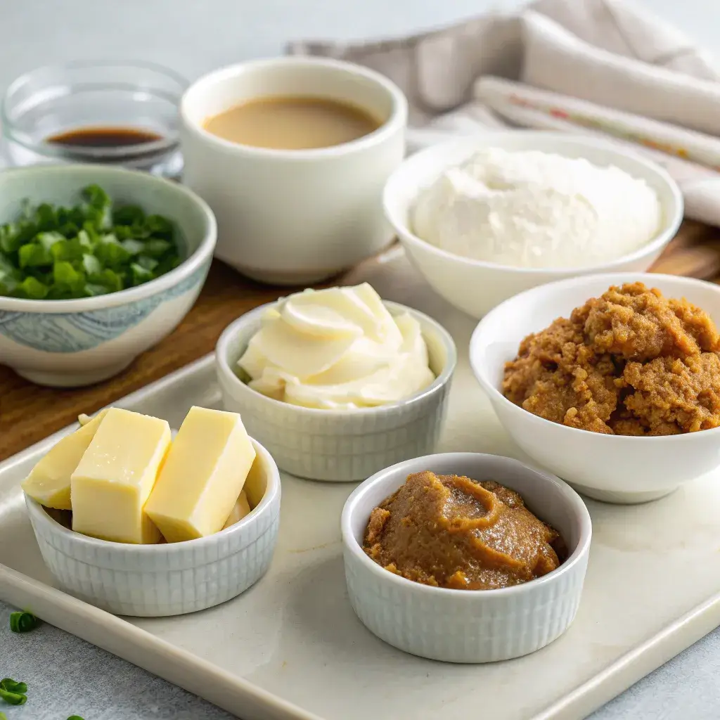miso caramel ingredients on a kitchen counter