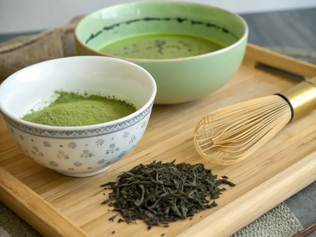 preparing matcha earl grey tea at home
