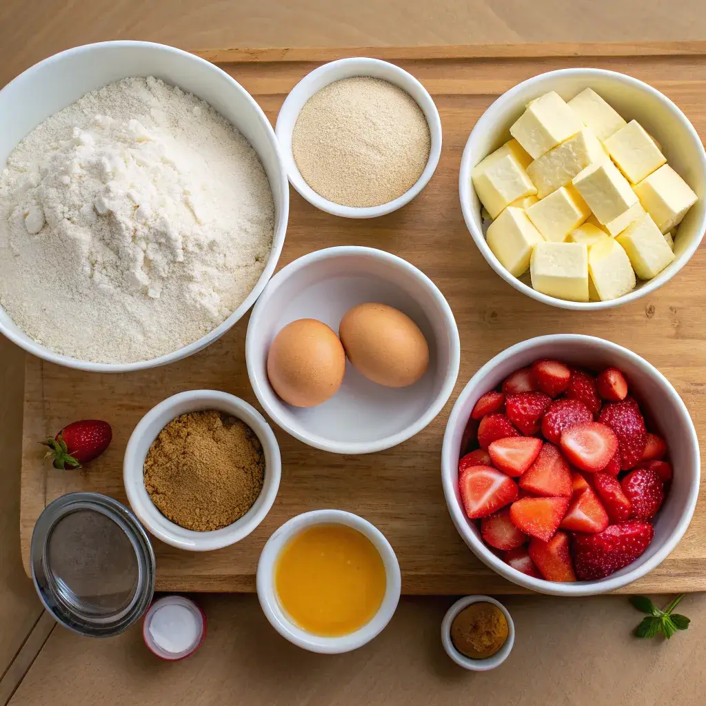 ingredients for strawberry blondies