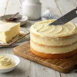 vanilla pudding frosting on gluten-free cake